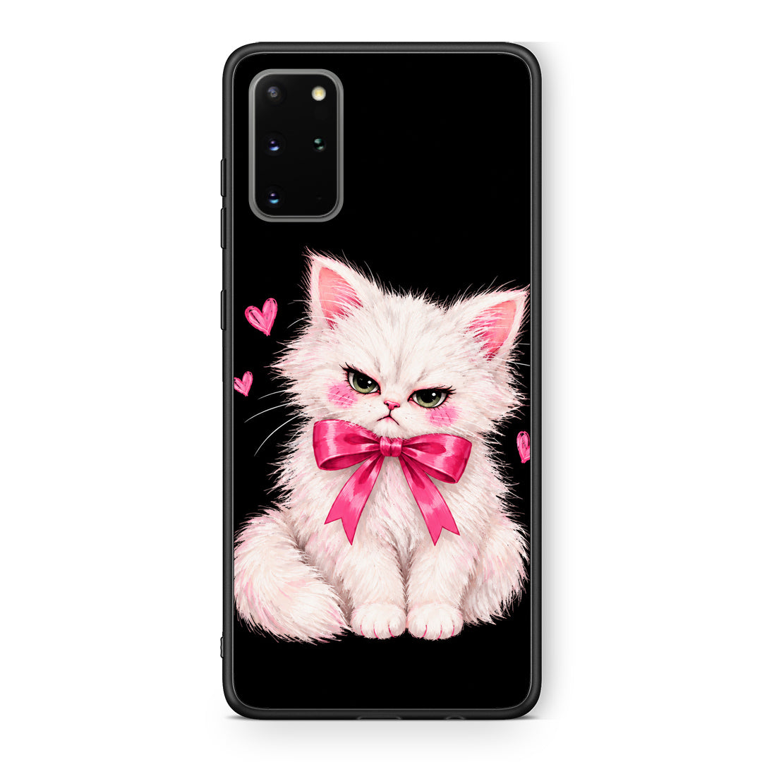 Θήκη Samsung Galaxy S20+ Grumpy Party Kitten on Black από τη Smartfits με σχέδιο στο πίσω μέρος και μαύρο περίβλημα | Samsung Galaxy S20+ Grumpy Party Kitten on Black case with colorful back and black bezels