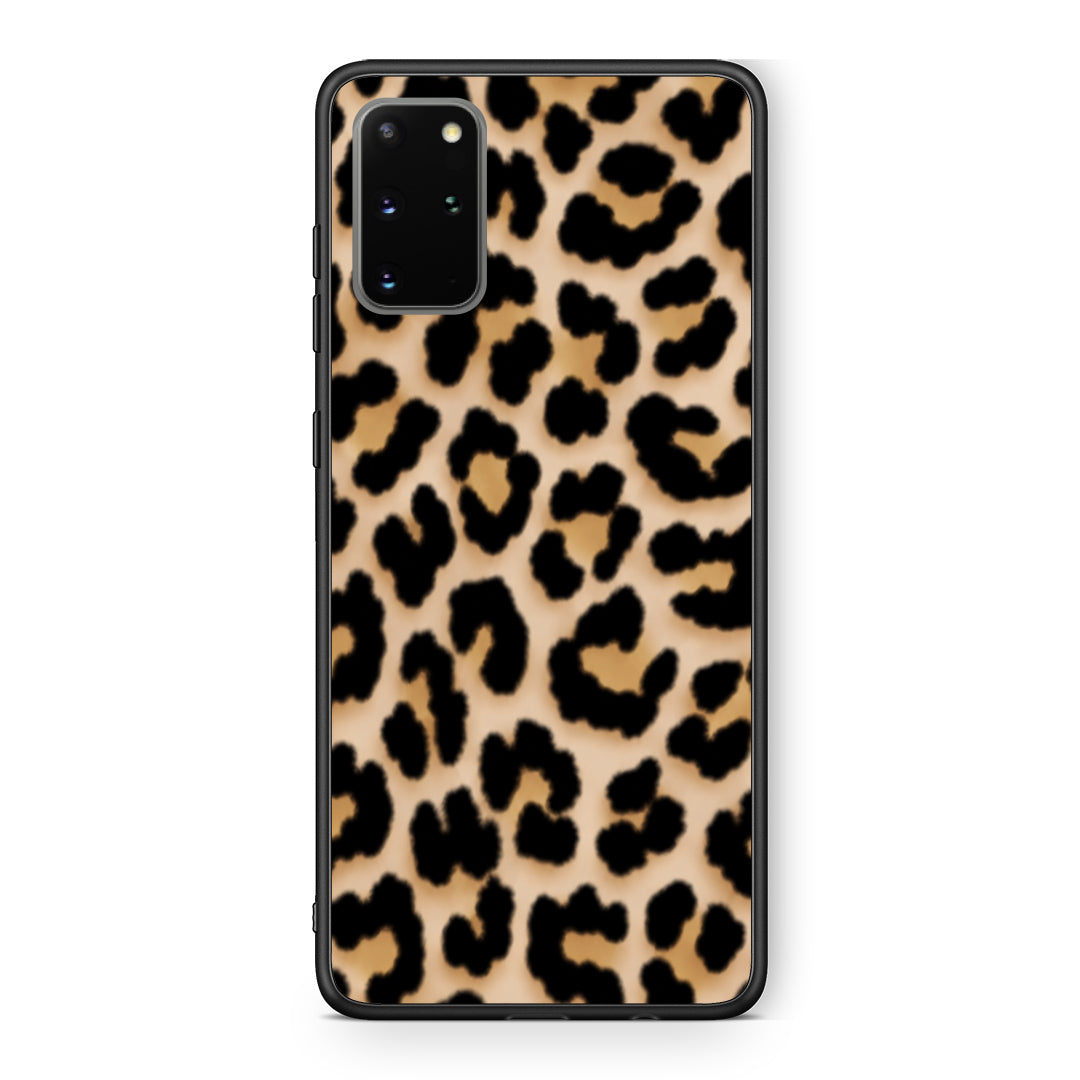 Θήκη Samsung Galaxy S20+ Leopard Print Tan Small από τη Smartfits με σχέδιο στο πίσω μέρος και μαύρο περίβλημα | Samsung Galaxy S20+ Leopard Print Tan Small case with colorful back and black bezels