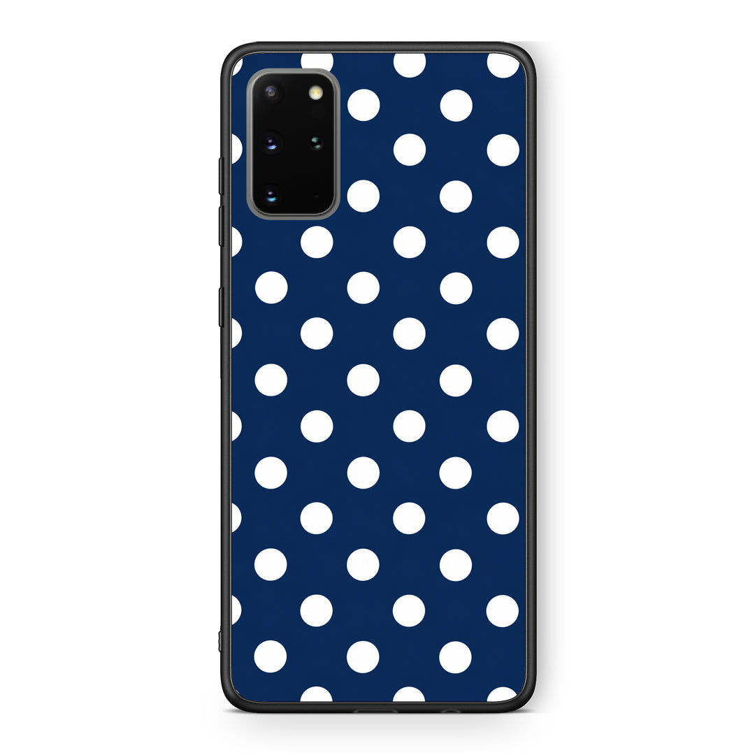 Θήκη Samsung Galaxy S20+ White Large Polka Dots on Navy από τη Smartfits με σχέδιο στο πίσω μέρος και μαύρο περίβλημα | Samsung Galaxy S20+ White Large Polka Dots on Navy case with colorful back and black bezels