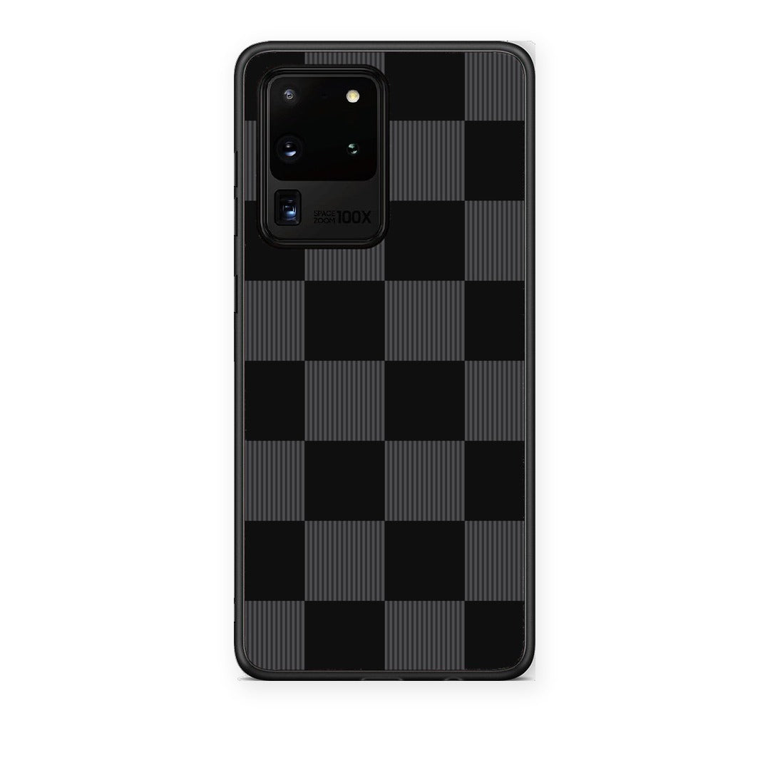 Θήκη Samsung Galaxy S20 Ultra Black and Charcoal Striped Checks από τη Smartfits με σχέδιο στο πίσω μέρος και μαύρο περίβλημα | Samsung Galaxy S20 Ultra Black and Charcoal Striped Checks case with colorful back and black bezels