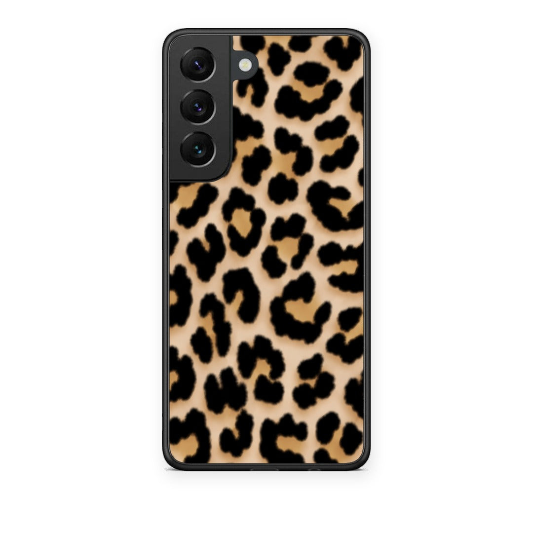 Θήκη Samsung Galaxy S22 Leopard Print Tan Small από τη Smartfits με σχέδιο στο πίσω μέρος και μαύρο περίβλημα | Samsung Galaxy S22 Leopard Print Tan Small case with colorful back and black bezels
