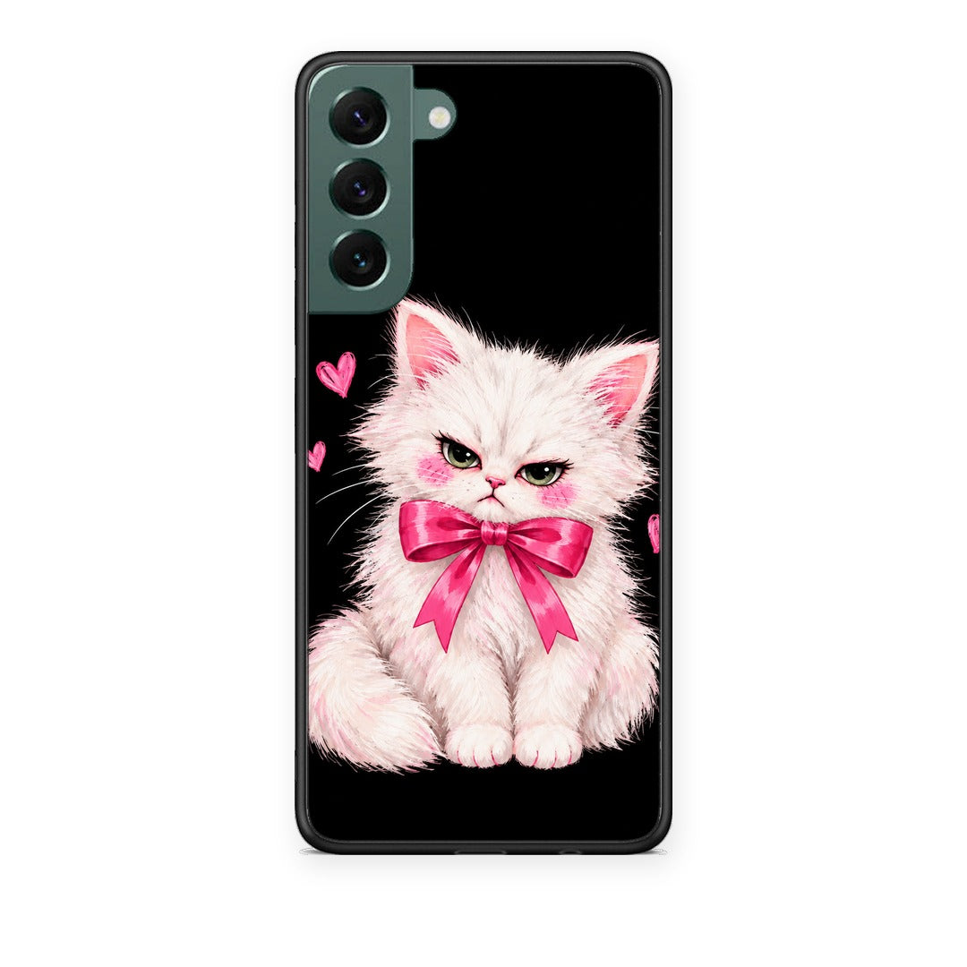 Θήκη Samsung Galaxy S22 Plus Grumpy Party Kitten on Black από τη Smartfits με σχέδιο στο πίσω μέρος και μαύρο περίβλημα | Samsung Galaxy S22 Plus Grumpy Party Kitten on Black case with colorful back and black bezels