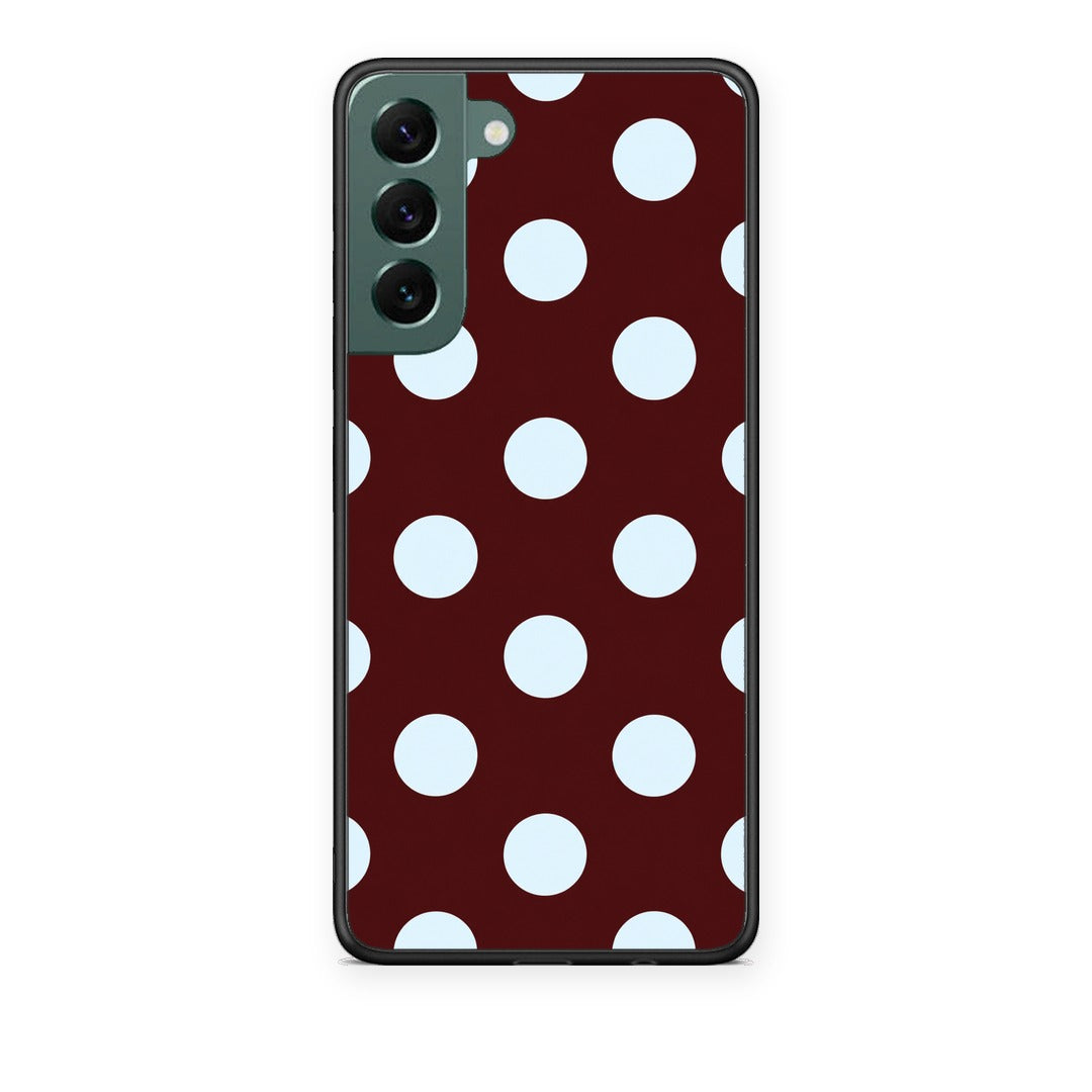 Θήκη Samsung Galaxy S22 Plus Pale Blue Large Polka Dots on Burgundy από τη Smartfits με σχέδιο στο πίσω μέρος και μαύρο περίβλημα | Samsung Galaxy S22 Plus Pale Blue Large Polka Dots on Burgundy case with colorful back and black bezels