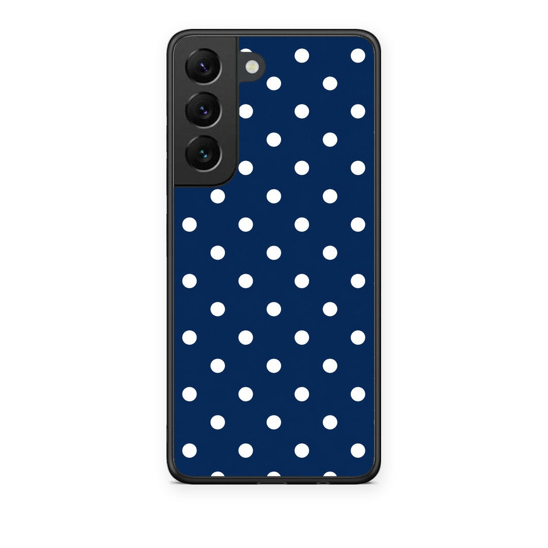 Θήκη Samsung Galaxy S22 White Small Polka Dots on Navy από τη Smartfits με σχέδιο στο πίσω μέρος και μαύρο περίβλημα | Samsung Galaxy S22 White Small Polka Dots on Navy case with colorful back and black bezels