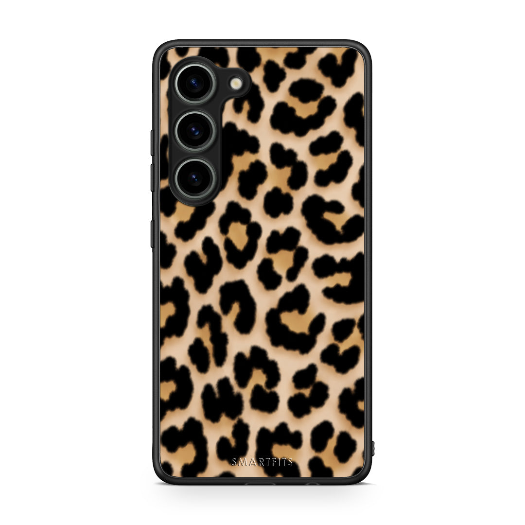 Θήκη Samsung Galaxy S23 Leopard Print Tan Small από τη Smartfits με σχέδιο στο πίσω μέρος και μαύρο περίβλημα | Samsung Galaxy S23 Leopard Print Tan Small case with colorful back and black bezels