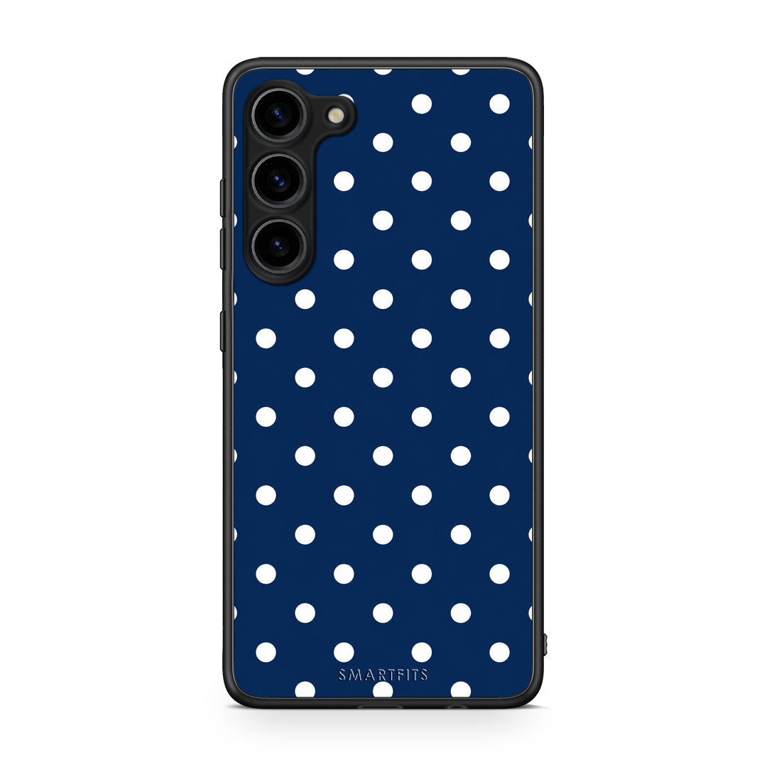 Θήκη Samsung Galaxy S23 Plus White Small Polka Dots on Navy από τη Smartfits με σχέδιο στο πίσω μέρος και μαύρο περίβλημα | Samsung Galaxy S23 Plus White Small Polka Dots on Navy case with colorful back and black bezels
