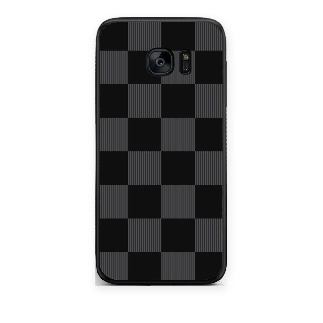 Θήκη Samsung Galaxy S7 Edge Black and Charcoal Striped Checks από τη Smartfits με σχέδιο στο πίσω μέρος και μαύρο περίβλημα | Samsung Galaxy S7 Edge Black and Charcoal Striped Checks case with colorful back and black bezels
