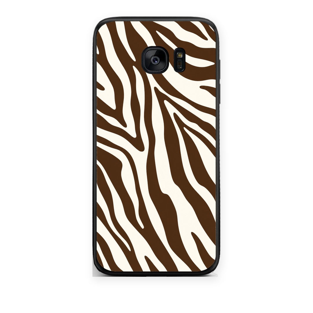 Θήκη Samsung Galaxy S7 Edge Brown and Cream Zebra Stripes από τη Smartfits με σχέδιο στο πίσω μέρος και μαύρο περίβλημα | Samsung Galaxy S7 Edge Brown and Cream Zebra Stripes case with colorful back and black bezels