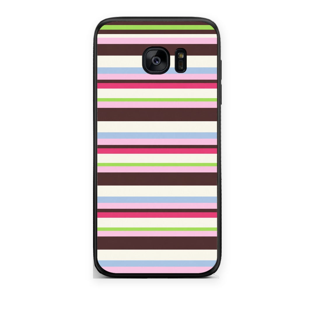 Θήκη Samsung Galaxy S7 Edge Multicolour Horizontal Stripes από τη Smartfits με σχέδιο στο πίσω μέρος και μαύρο περίβλημα | Samsung Galaxy S7 Edge Multicolour Horizontal Stripes case with colorful back and black bezels
