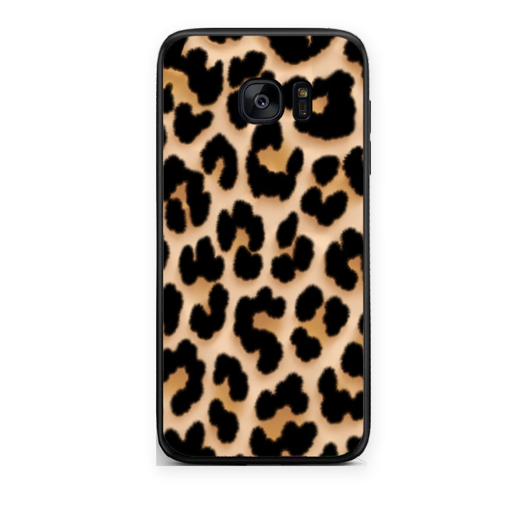 Θήκη Samsung Galaxy S7 Leopard Print Tan Large από τη Smartfits με σχέδιο στο πίσω μέρος και μαύρο περίβλημα | Samsung Galaxy S7 Leopard Print Tan Large case with colorful back and black bezels