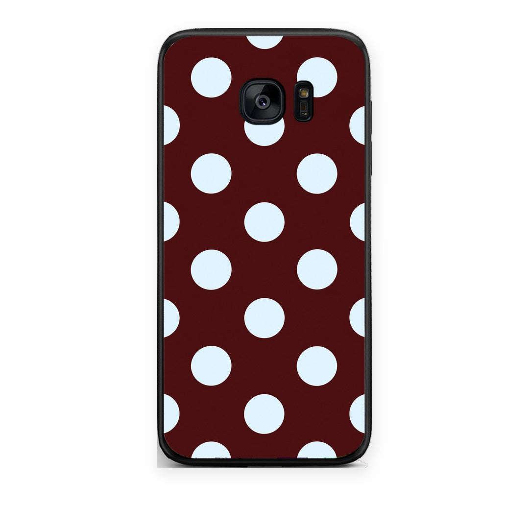 Θήκη Samsung Galaxy S7 Pale Blue Large Polka Dots on Burgundy από τη Smartfits με σχέδιο στο πίσω μέρος και μαύρο περίβλημα | Samsung Galaxy S7 Pale Blue Large Polka Dots on Burgundy case with colorful back and black bezels