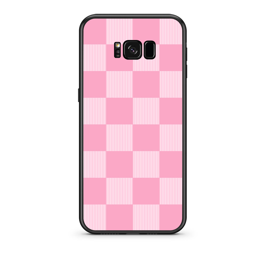 Θήκη Samsung Galaxy S8 Pink and White Striped Checks από τη Smartfits με σχέδιο στο πίσω μέρος και μαύρο περίβλημα | Samsung Galaxy S8 Pink and White Striped Checks case with colorful back and black bezels