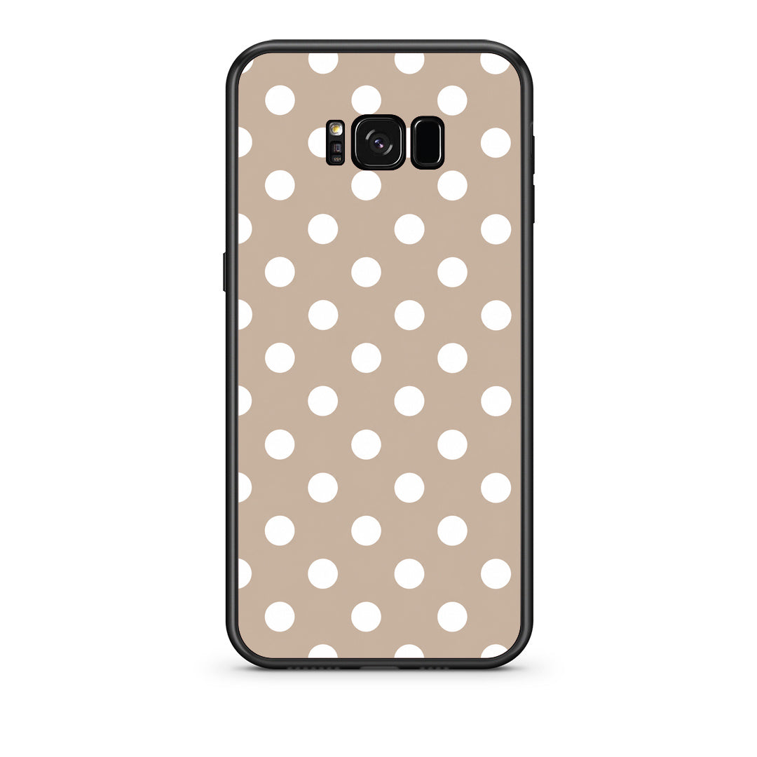 Θήκη Samsung Galaxy S8 White Polka Dots on Taupe από τη Smartfits με σχέδιο στο πίσω μέρος και μαύρο περίβλημα | Samsung Galaxy S8 White Polka Dots on Taupe case with colorful back and black bezels