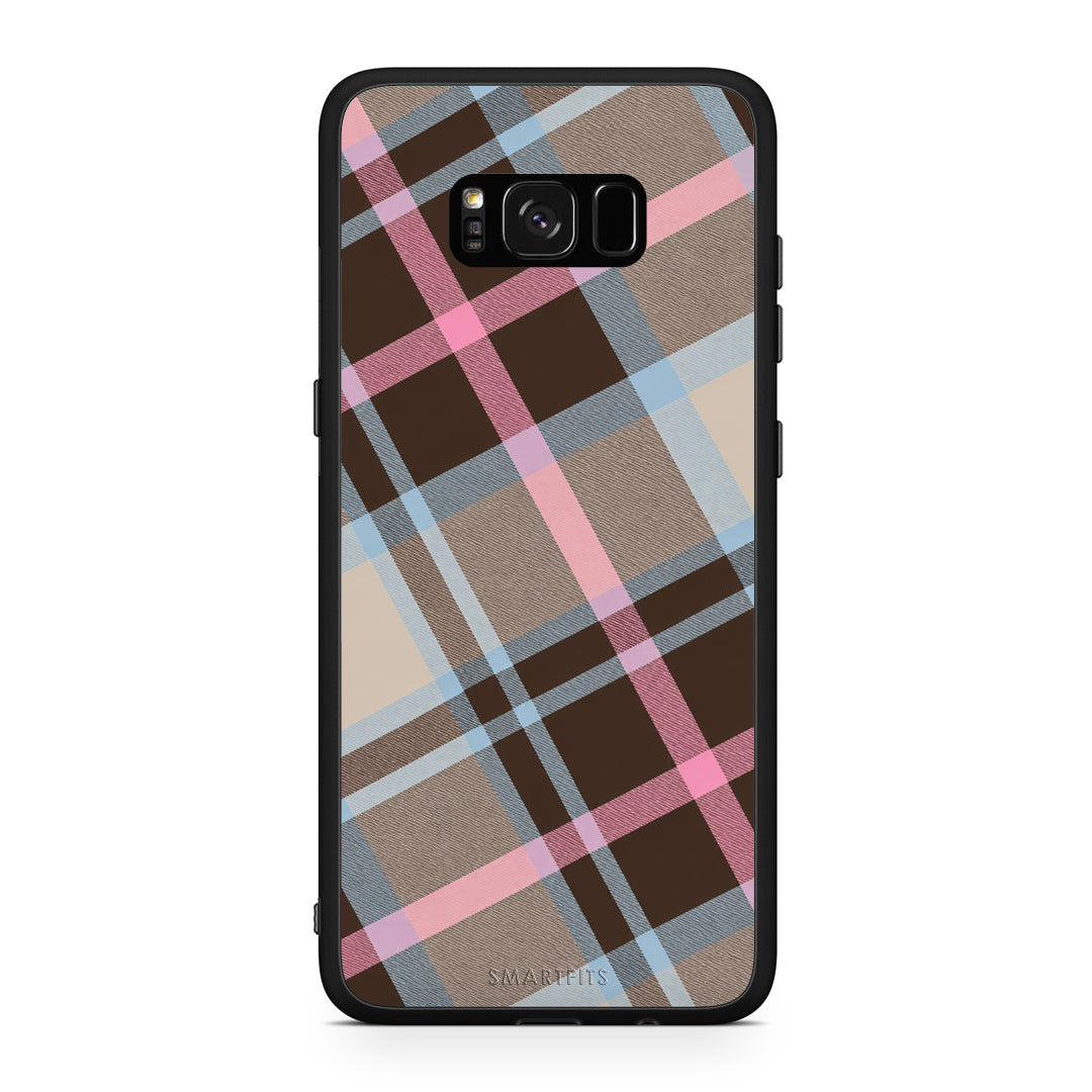 Θήκη Samsung Galaxy S8+ Brown Pink and Blue Diagonal Plaid από τη Smartfits με σχέδιο στο πίσω μέρος και μαύρο περίβλημα | Samsung Galaxy S8+ Brown Pink and Blue Diagonal Plaid case with colorful back and black bezels