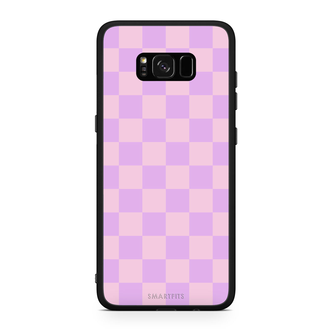 Θήκη Samsung Galaxy S8+ Lavender and Pink Checkerboard από τη Smartfits με σχέδιο στο πίσω μέρος και μαύρο περίβλημα | Samsung Galaxy S8+ Lavender and Pink Checkerboard case with colorful back and black bezels