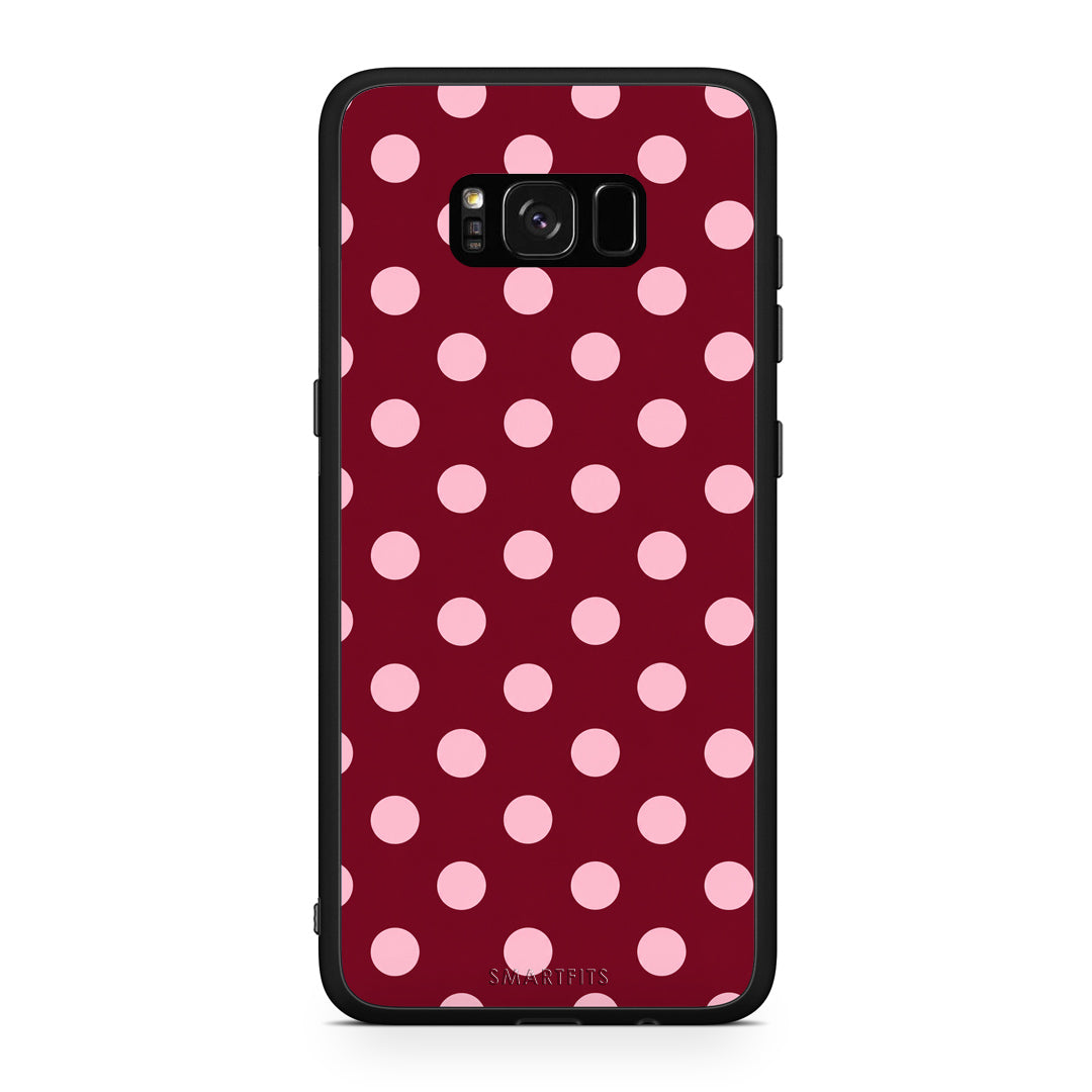 Θήκη Samsung Galaxy S8+ Pink Polka Dots on Burgundy από τη Smartfits με σχέδιο στο πίσω μέρος και μαύρο περίβλημα | Samsung Galaxy S8+ Pink Polka Dots on Burgundy case with colorful back and black bezels