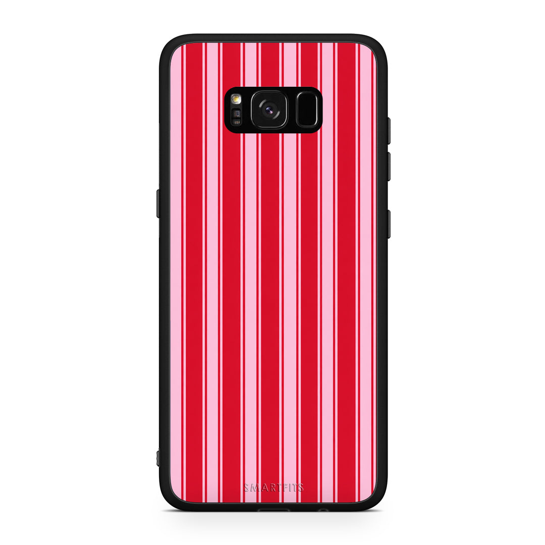 Θήκη Samsung Galaxy S8+ Red and Pink Vertical Pinstripes από τη Smartfits με σχέδιο στο πίσω μέρος και μαύρο περίβλημα | Samsung Galaxy S8+ Red and Pink Vertical Pinstripes case with colorful back and black bezels