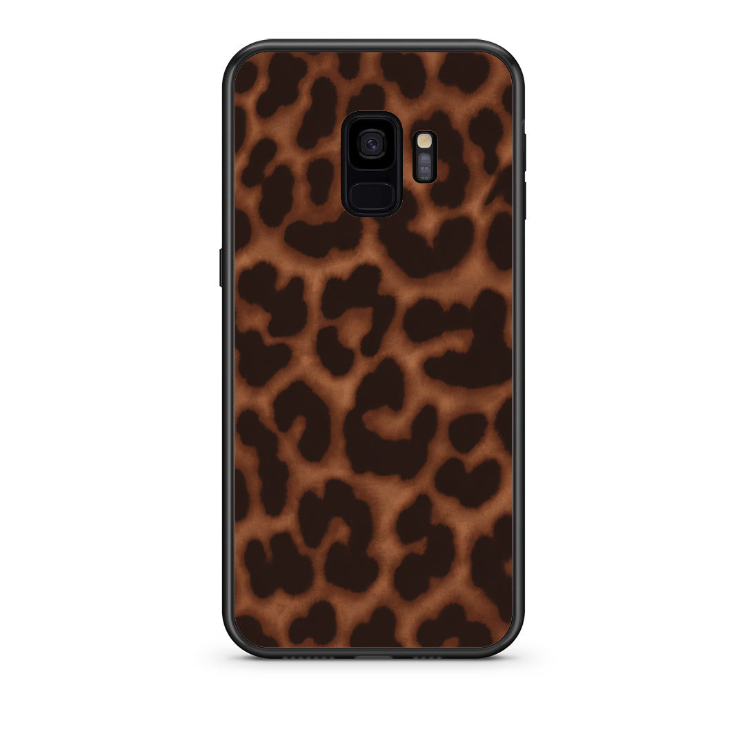 Θήκη Samsung Galaxy S9 Leopard Print Dark Brown από τη Smartfits με σχέδιο στο πίσω μέρος και μαύρο περίβλημα | Samsung Galaxy S9 Leopard Print Dark Brown case with colorful back and black bezels