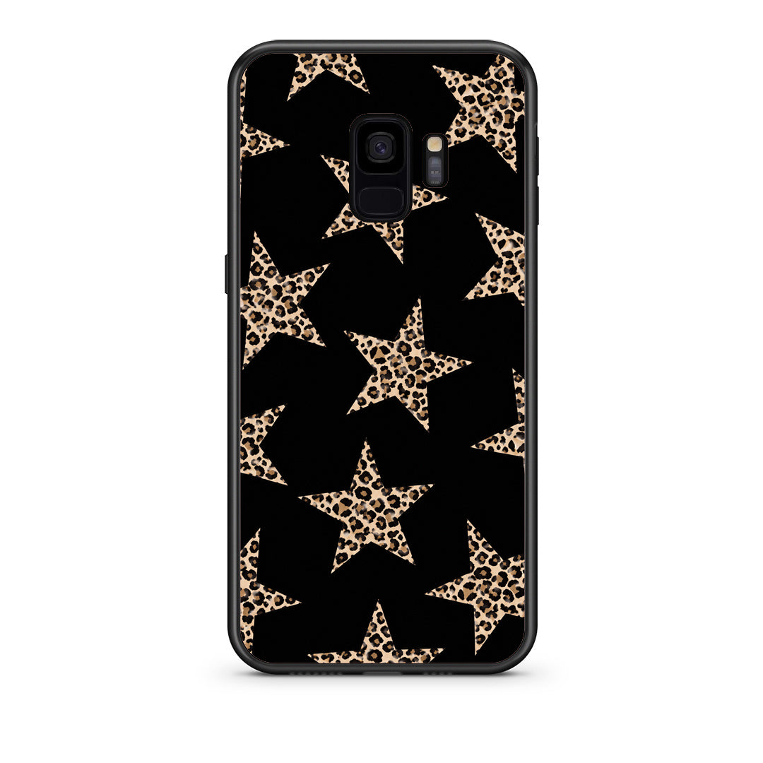 Θήκη Samsung Galaxy S9 Leopard Stars on Black από τη Smartfits με σχέδιο στο πίσω μέρος και μαύρο περίβλημα | Samsung Galaxy S9 Leopard Stars on Black case with colorful back and black bezels