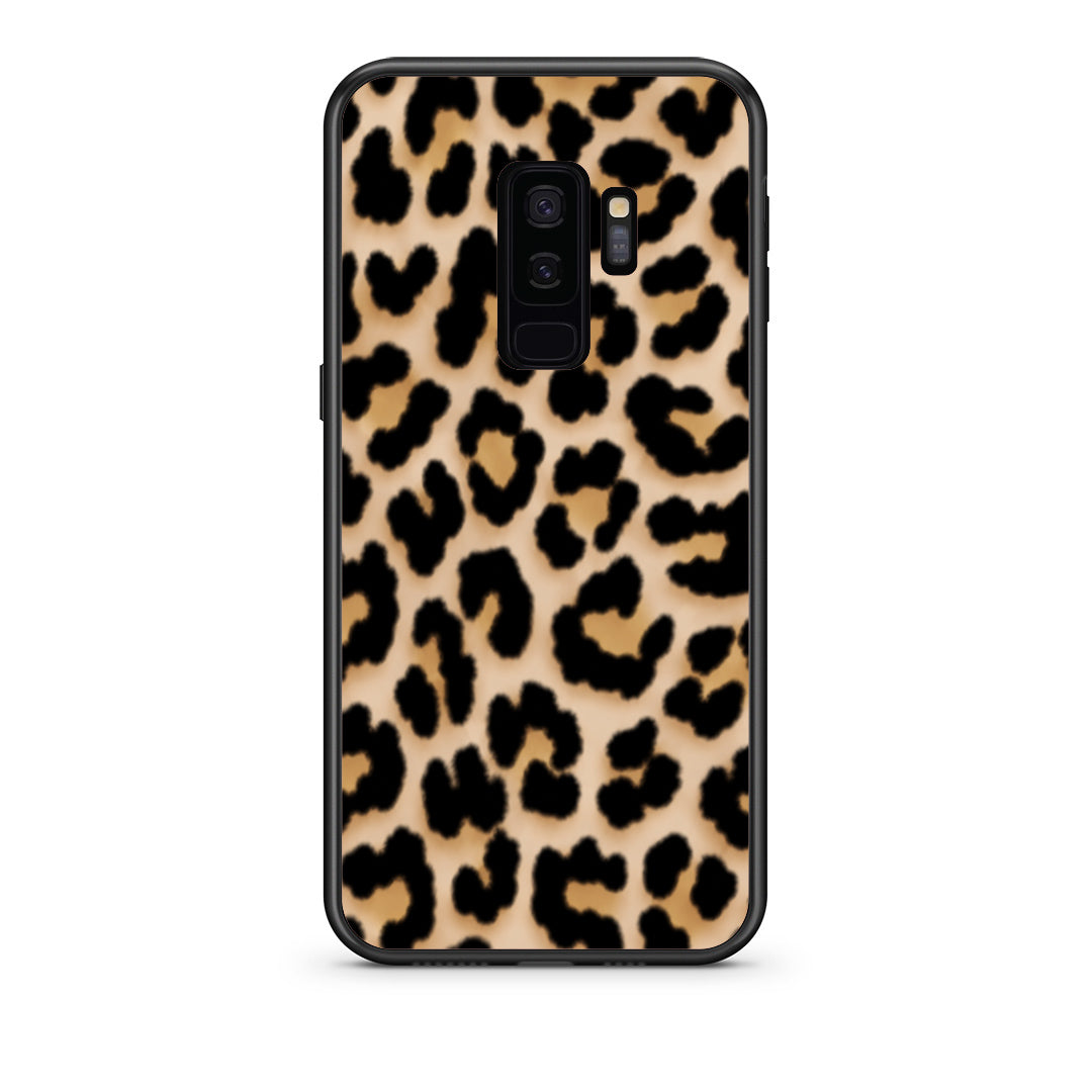 Θήκη Samsung Galaxy S9+ Leopard Print Tan Small από τη Smartfits με σχέδιο στο πίσω μέρος και μαύρο περίβλημα | Samsung Galaxy S9+ Leopard Print Tan Small case with colorful back and black bezels