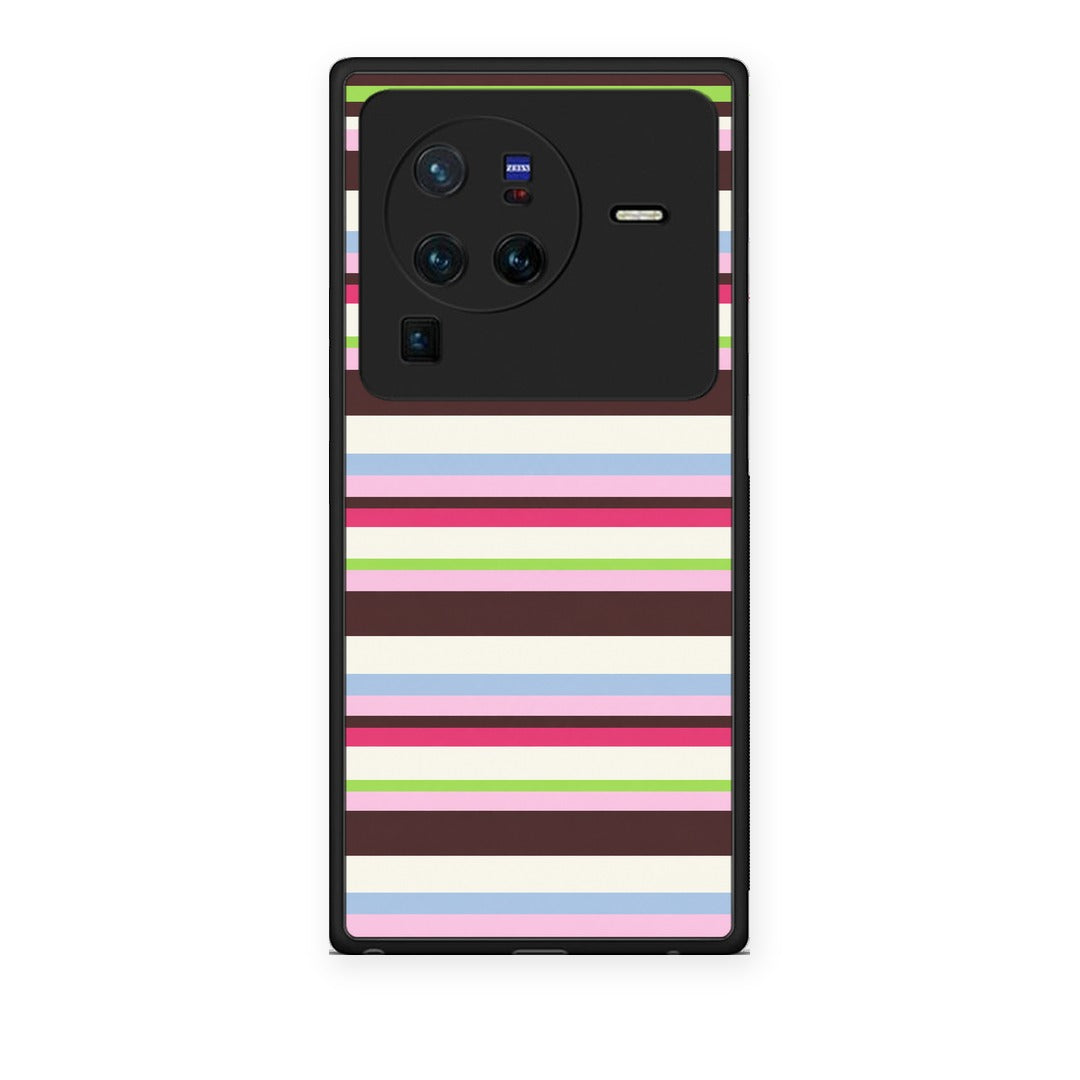 Θήκη Vivo X80 Pro 5G Multicolour Horizontal Stripes από τη Smartfits με σχέδιο στο πίσω μέρος και μαύρο περίβλημα | Vivo X80 Pro 5G Multicolour Horizontal Stripes case with colorful back and black bezels