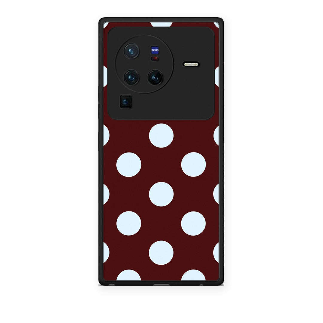 Θήκη Vivo X80 Pro 5G Pale Blue Large Polka Dots on Burgundy από τη Smartfits με σχέδιο στο πίσω μέρος και μαύρο περίβλημα | Vivo X80 Pro 5G Pale Blue Large Polka Dots on Burgundy case with colorful back and black bezels