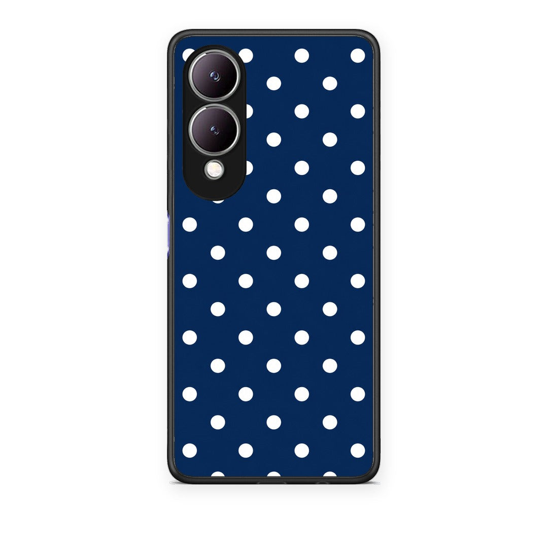 Θήκη Vivo Y17s White Small Polka Dots on Navy από τη Smartfits με σχέδιο στο πίσω μέρος και μαύρο περίβλημα | Vivo Y17s White Small Polka Dots on Navy case with colorful back and black bezels