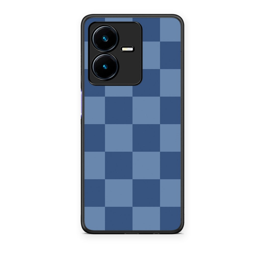 Θήκη Vivo Y22 Denim Blue Checkerboard από τη Smartfits με σχέδιο στο πίσω μέρος και μαύρο περίβλημα | Vivo Y22 Denim Blue Checkerboard case with colorful back and black bezels