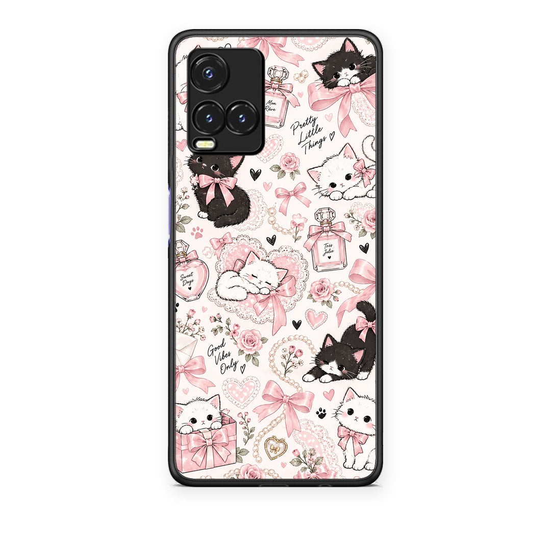 Θήκη Vivo Y33s / Y21s / Y21 Pink Bows and Kittens Collage από τη Smartfits με σχέδιο στο πίσω μέρος και μαύρο περίβλημα | Vivo Y33s / Y21s / Y21 Pink Bows and Kittens Collage case with colorful back and black bezels