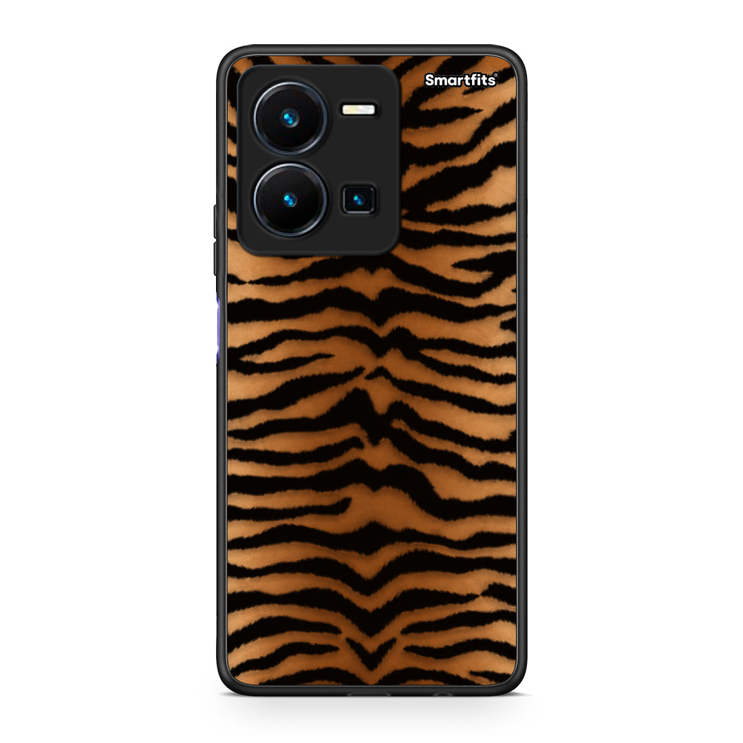 Θήκη Vivo Y22s / Y35 4G Tiger Print Orange and Black από τη Smartfits με σχέδιο στο πίσω μέρος και μαύρο περίβλημα | Vivo Y22s / Y35 4G Tiger Print Orange and Black case with colorful back and black bezels