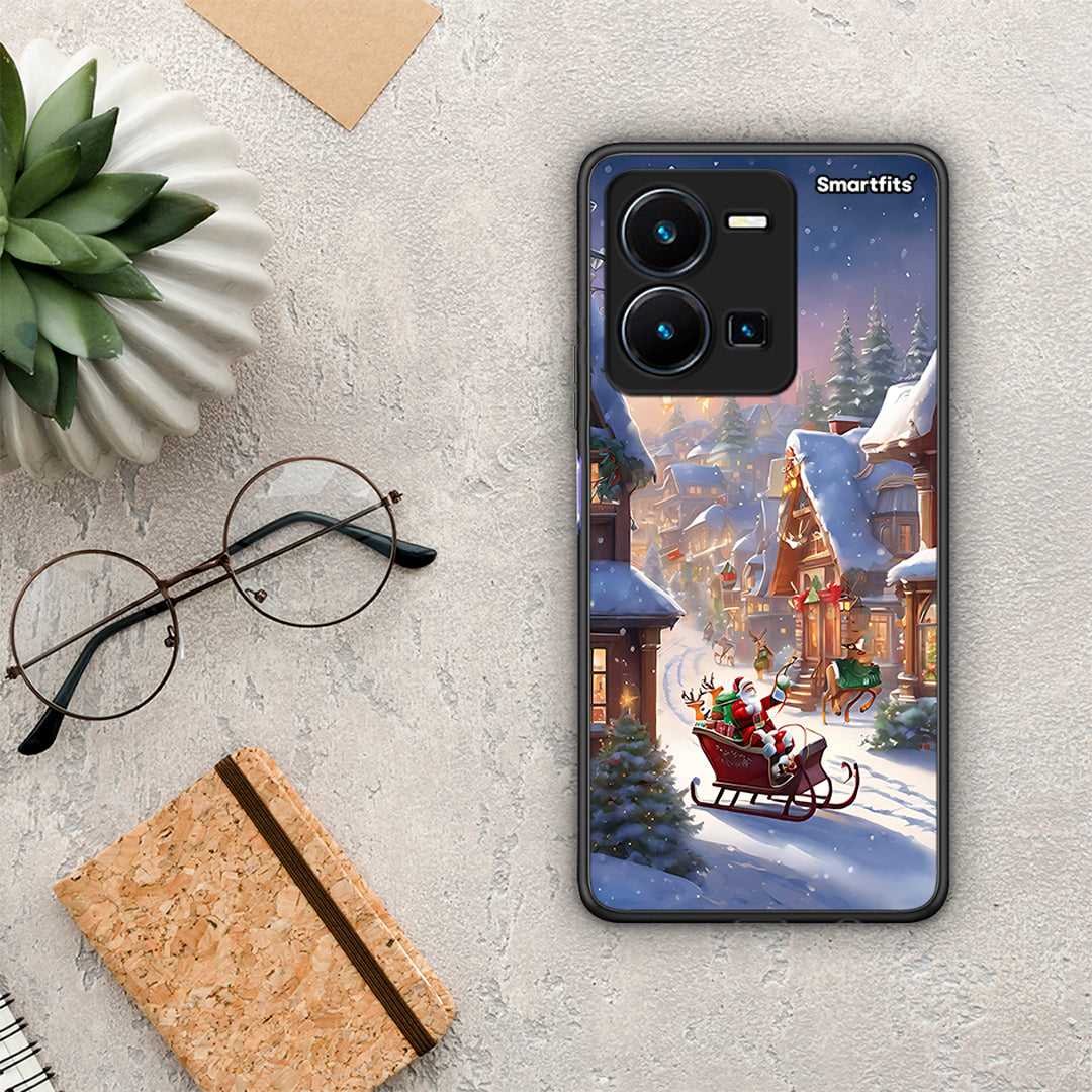 Θήκη Vivo Y35 Christmas Snow από τη Smartfits με σχέδιο στο πίσω μέρος και μαύρο περίβλημα | Vivo Y35 Christmas Snow Case with Colorful Back and Black Bezels