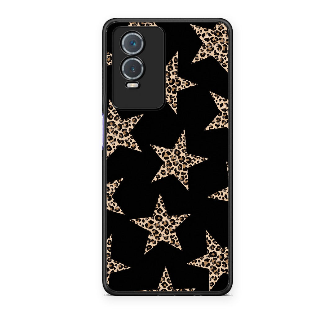 Θήκη Vivo Y76 5G / Y76s / Y74s Leopard Stars on Black από τη Smartfits με σχέδιο στο πίσω μέρος και μαύρο περίβλημα | Vivo Y76 5G / Y76s / Y74s Leopard Stars on Black case with colorful back and black bezels
