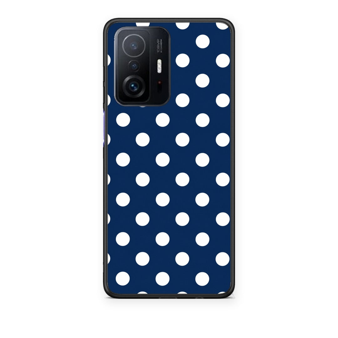 Θήκη Xiaomi 11T / 11T Pro White Large Polka Dots on Navy από τη Smartfits με σχέδιο στο πίσω μέρος και μαύρο περίβλημα | Xiaomi 11T / 11T Pro White Large Polka Dots on Navy case with colorful back and black bezels