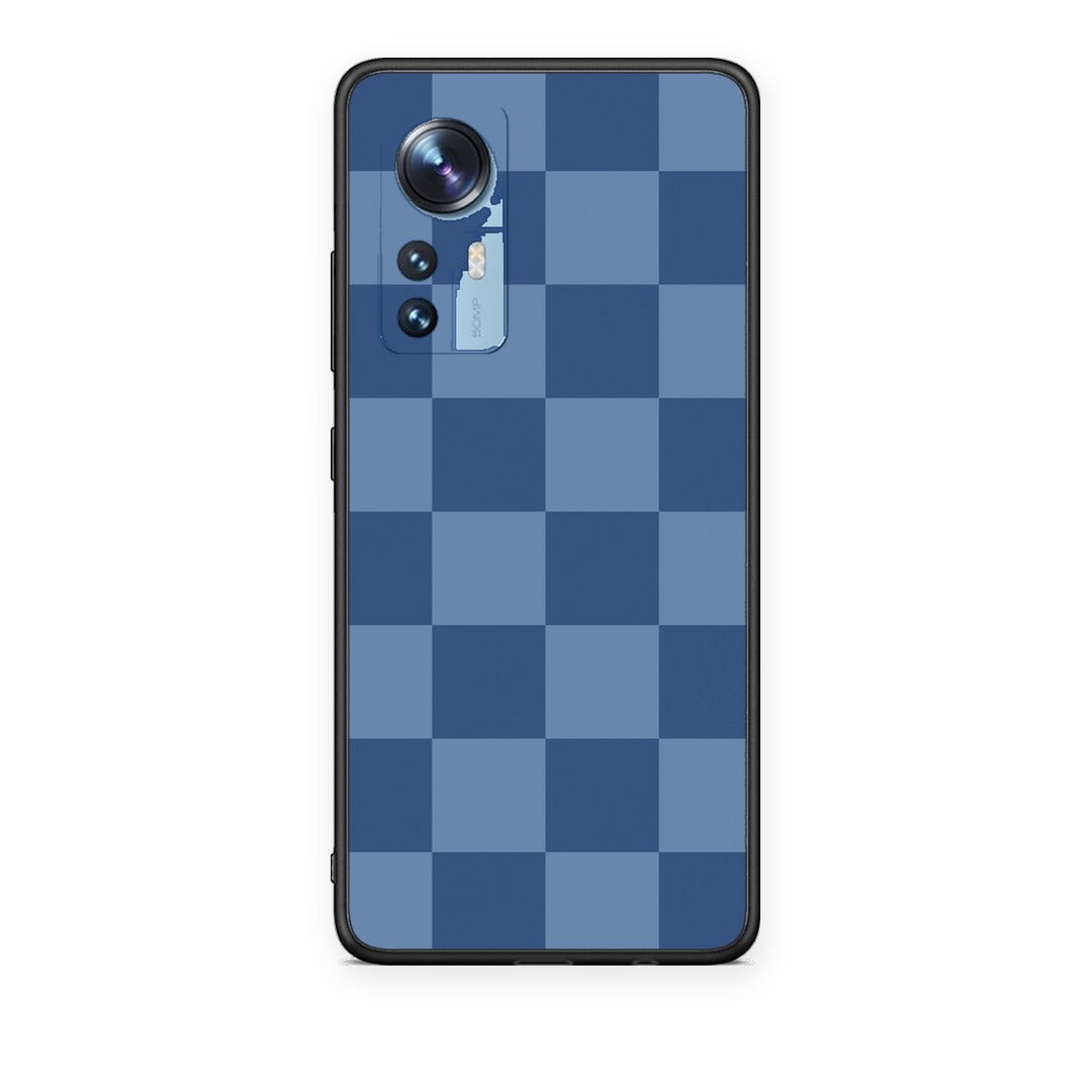 Θήκη Xiaomi 12 / 12X 5G Denim Blue Checkerboard από τη Smartfits με σχέδιο στο πίσω μέρος και μαύρο περίβλημα | Xiaomi 12 / 12X 5G Denim Blue Checkerboard case with colorful back and black bezels