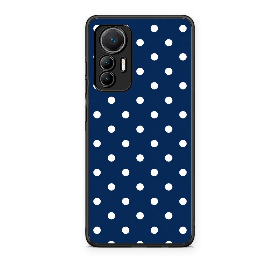 Θήκη Xiaomi 12 Lite 5G White Small Polka Dots on Navy από τη Smartfits με σχέδιο στο πίσω μέρος και μαύρο περίβλημα | Xiaomi 12 Lite 5G White Small Polka Dots on Navy case with colorful back and black bezels