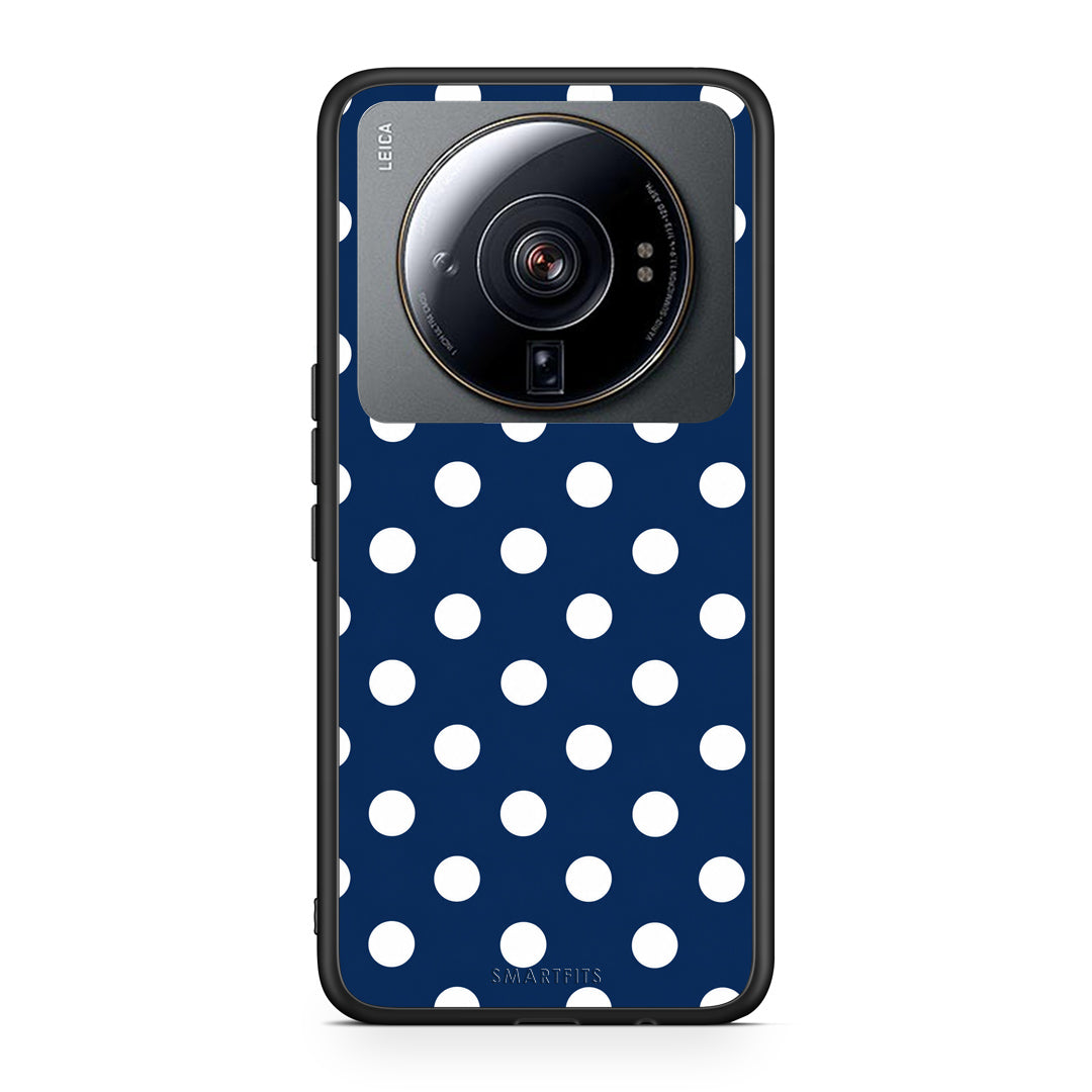 Θήκη Xiaomi 12S Ultra White Large Polka Dots on Navy από τη Smartfits με σχέδιο στο πίσω μέρος και μαύρο περίβλημα | Xiaomi 12S Ultra White Large Polka Dots on Navy case with colorful back and black bezels