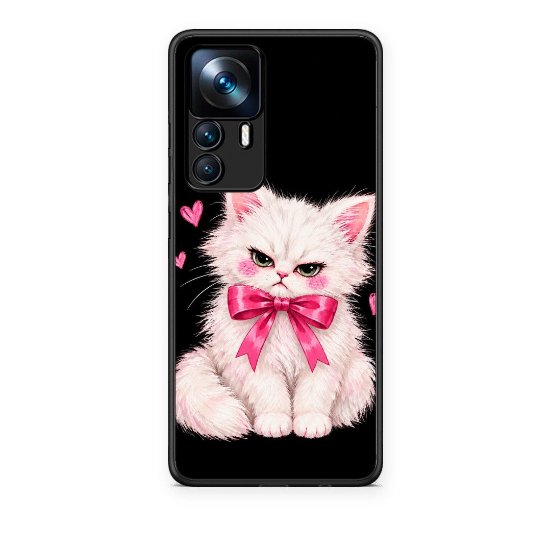 Θήκη Xiaomi 12T / K50 Ultra Grumpy Party Kitten on Black από τη Smartfits με σχέδιο στο πίσω μέρος και μαύρο περίβλημα | Xiaomi 12T / K50 Ultra Grumpy Party Kitten on Black case with colorful back and black bezels