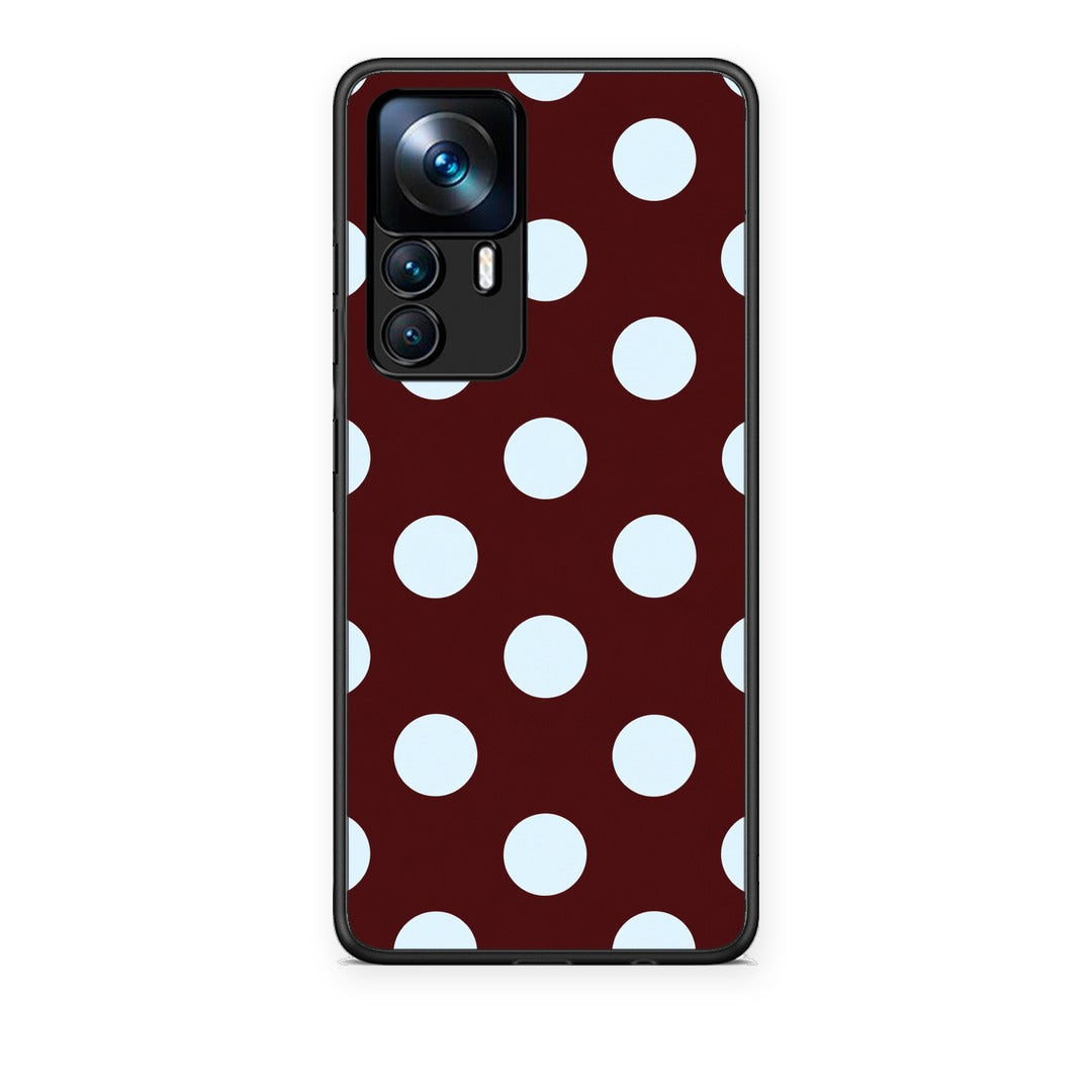 Θήκη Xiaomi 12T / K50 Ultra Pale Blue Large Polka Dots on Burgundy από τη Smartfits με σχέδιο στο πίσω μέρος και μαύρο περίβλημα | Xiaomi 12T / K50 Ultra Pale Blue Large Polka Dots on Burgundy case with colorful back and black bezels
