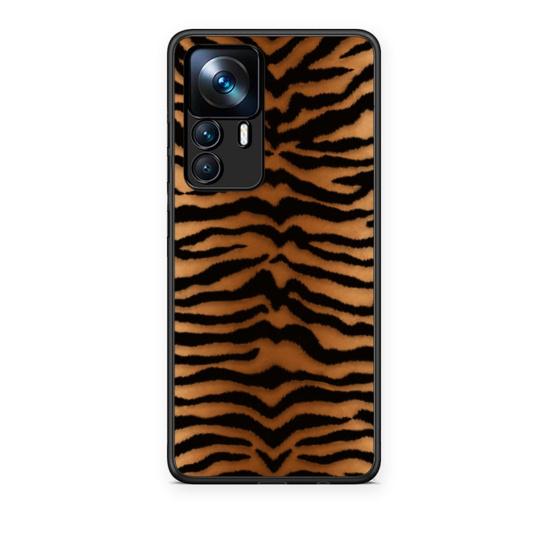 Θήκη Xiaomi 12T / K50 Ultra Tiger Print Orange and Black από τη Smartfits με σχέδιο στο πίσω μέρος και μαύρο περίβλημα | Xiaomi 12T / K50 Ultra Tiger Print Orange and Black case with colorful back and black bezels