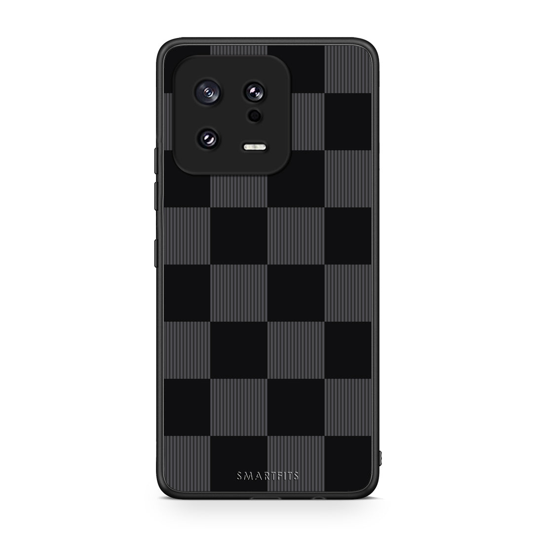Θήκη Xiaomi 13 Black and Charcoal Striped Checks από τη Smartfits με σχέδιο στο πίσω μέρος και μαύρο περίβλημα | Xiaomi 13 Black and Charcoal Striped Checks case with colorful back and black bezels