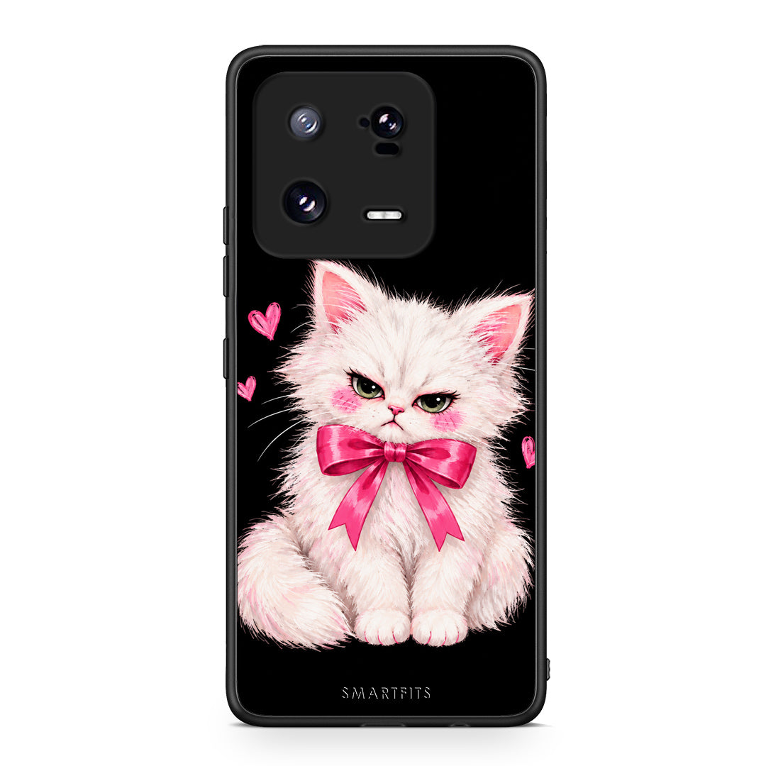 Θήκη Xiaomi 13 Pro Grumpy Party Kitten on Black από τη Smartfits με σχέδιο στο πίσω μέρος και μαύρο περίβλημα | Xiaomi 13 Pro Grumpy Party Kitten on Black case with colorful back and black bezels
