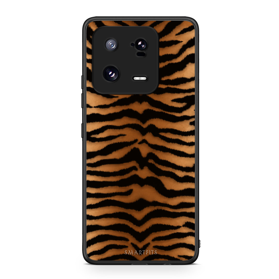 Θήκη Xiaomi 13 Pro Tiger Print Orange and Black από τη Smartfits με σχέδιο στο πίσω μέρος και μαύρο περίβλημα | Xiaomi 13 Pro Tiger Print Orange and Black case with colorful back and black bezels