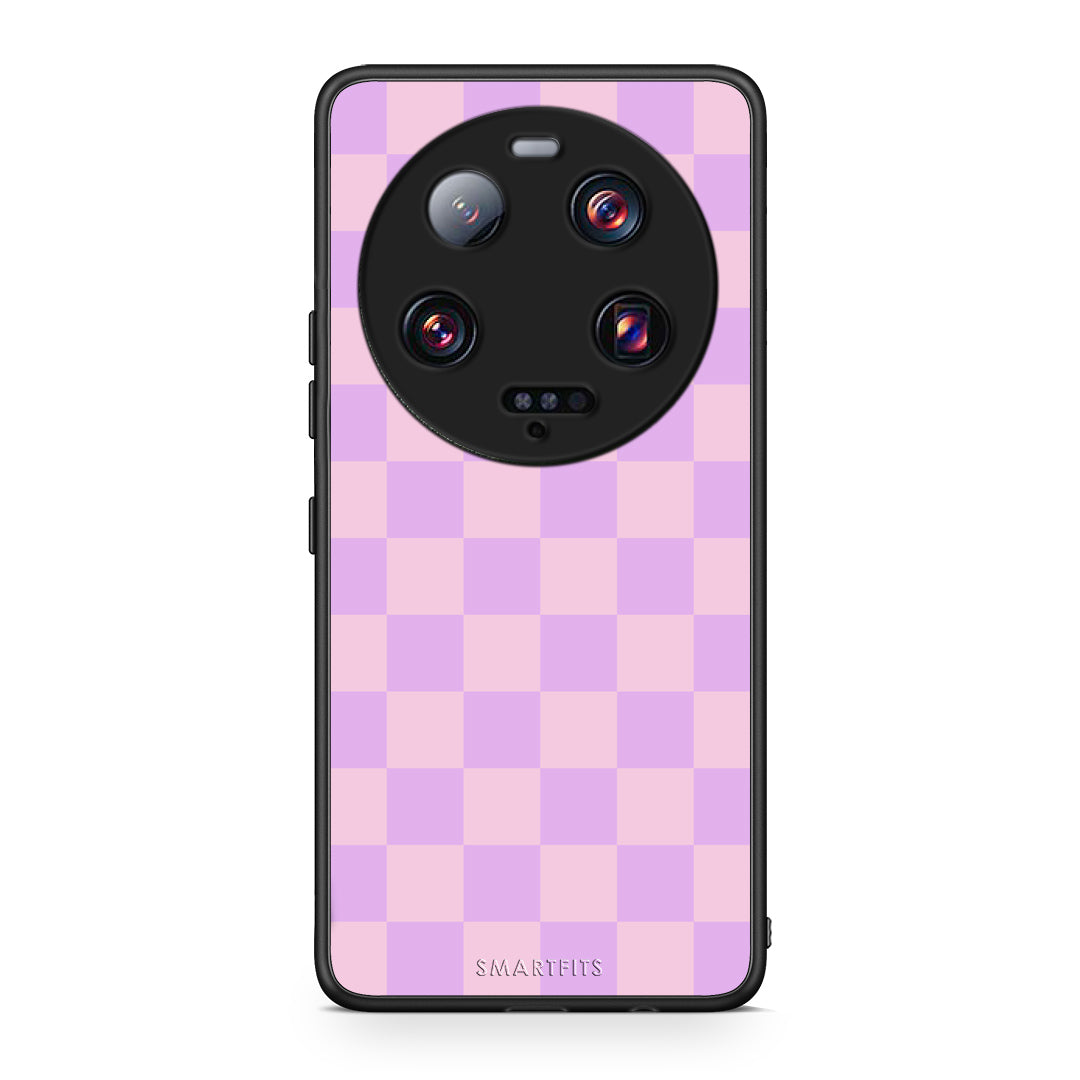 Θήκη Xiaomi 13 Ultra Lavender and Pink Checkerboard από τη Smartfits με σχέδιο στο πίσω μέρος και μαύρο περίβλημα | Xiaomi 13 Ultra Lavender and Pink Checkerboard case with colorful back and black bezels