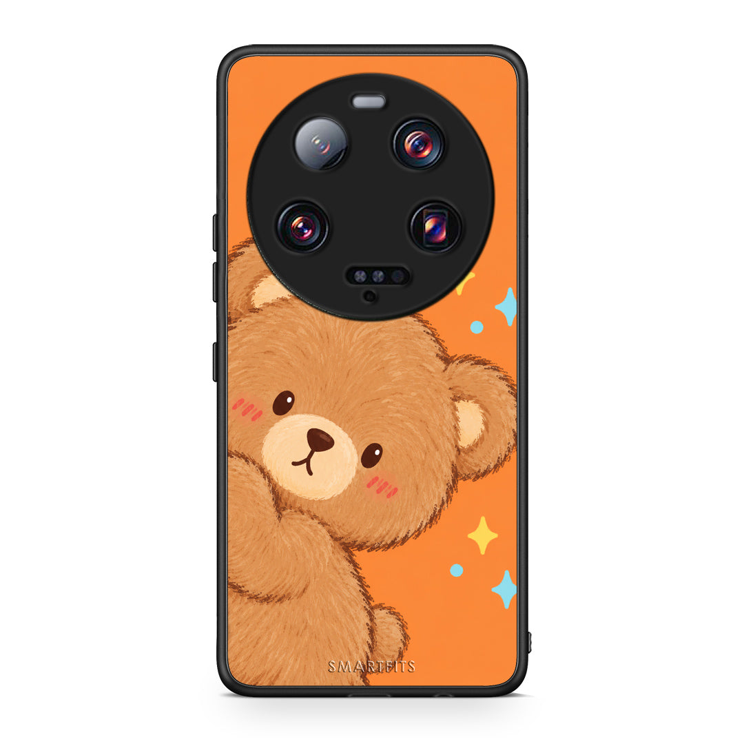 Θήκη Xiaomi 13 Ultra Peekaboo Teddy on Orange από τη Smartfits με σχέδιο στο πίσω μέρος και μαύρο περίβλημα | Xiaomi 13 Ultra Peekaboo Teddy on Orange case with colorful back and black bezels