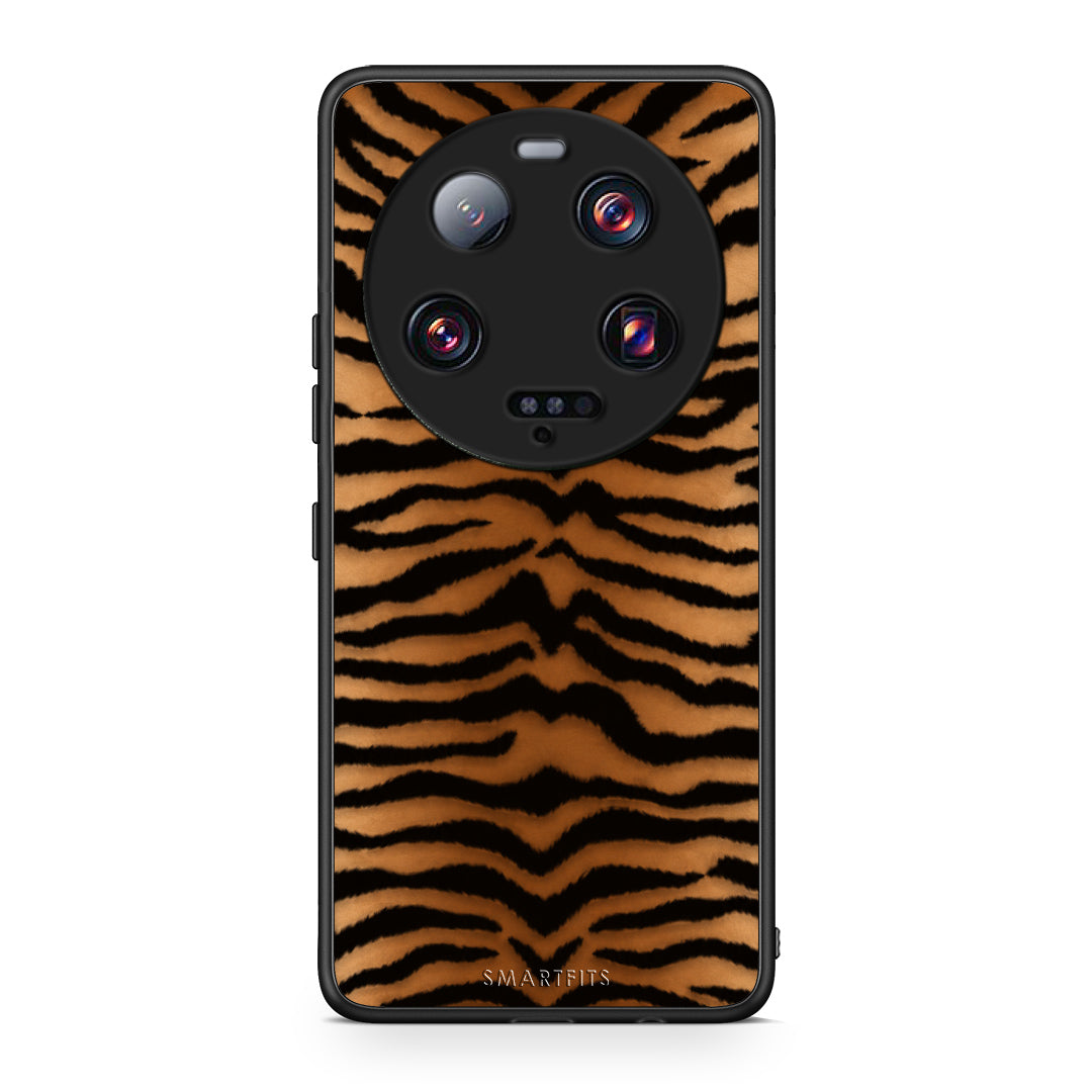 Θήκη Xiaomi 13 Ultra Tiger Print Orange and Black από τη Smartfits με σχέδιο στο πίσω μέρος και μαύρο περίβλημα | Xiaomi 13 Ultra Tiger Print Orange and Black case with colorful back and black bezels