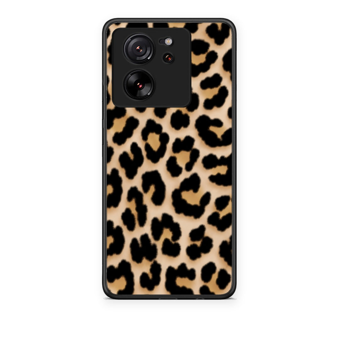 Θήκη Xiaomi 13T Leopard Print Tan Small από τη Smartfits με σχέδιο στο πίσω μέρος και μαύρο περίβλημα | Xiaomi 13T Leopard Print Tan Small case with colorful back and black bezels
