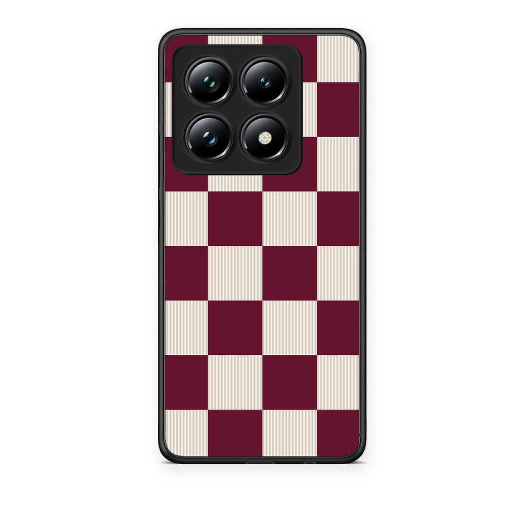 Θήκη Xiaomi 14T Pro Burgundy and Cream Striped Checks από τη Smartfits με σχέδιο στο πίσω μέρος και μαύρο περίβλημα | Xiaomi 14T Pro Burgundy and Cream Striped Checks case with colorful back and black bezels