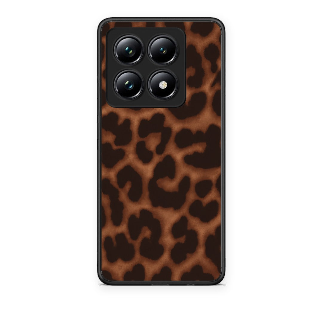 Θήκη Xiaomi 14T Pro Leopard Print Dark Brown από τη Smartfits με σχέδιο στο πίσω μέρος και μαύρο περίβλημα | Xiaomi 14T Pro Leopard Print Dark Brown case with colorful back and black bezels