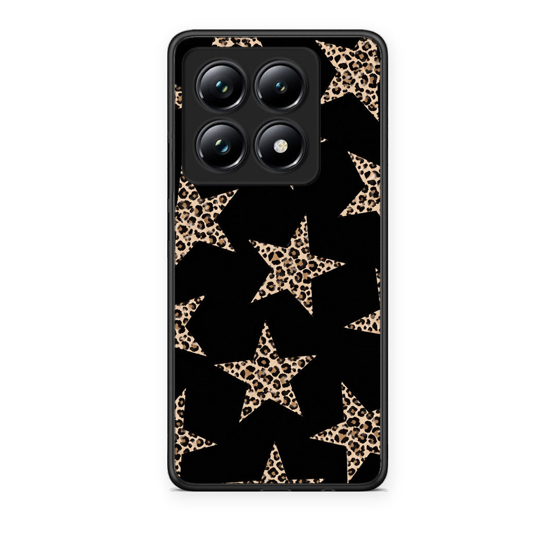 Θήκη Xiaomi 14T Pro Leopard Stars on Black από τη Smartfits με σχέδιο στο πίσω μέρος και μαύρο περίβλημα | Xiaomi 14T Pro Leopard Stars on Black case with colorful back and black bezels