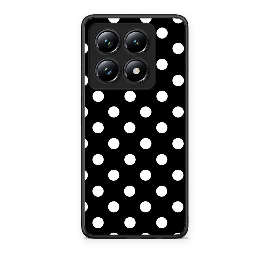 Θήκη Xiaomi 14T Pro White Polka Dots on Black από τη Smartfits με σχέδιο στο πίσω μέρος και μαύρο περίβλημα | Xiaomi 14T Pro White Polka Dots on Black case with colorful back and black bezels